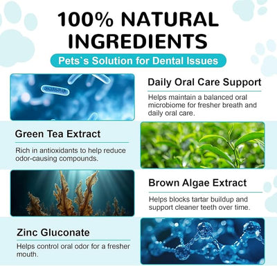 Dog Dental Powder - Teeth Cleaning Powder for Dogs Dental Care and Bad Breath Fresh, Plaque Reduce, Tartar Remover with Enzyme, Probiotics. PlaqueOff Pet Tooth Cleaning 120 Grams 60 Days Supply