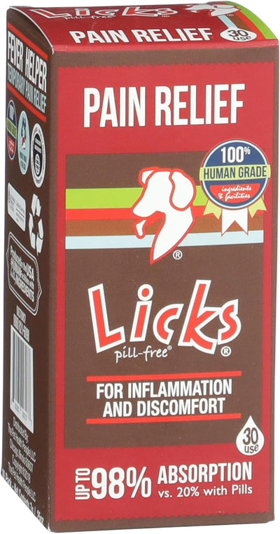 Licks Pain Relief - Temporary Discomfort & Mobility Support for Dogs with Aspirin - Pill-Free Liquid Packets - 30 Packets
