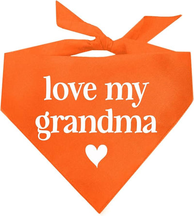 Love My Grandma Mother's Day, Valentine's Day Dog Bandana (Orange, XS 399)