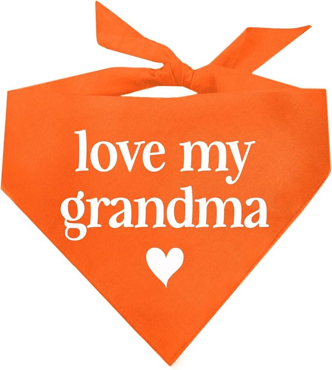 Love My Grandma Mother's Day, Valentine's Day Dog Bandana (Orange, OS 399)