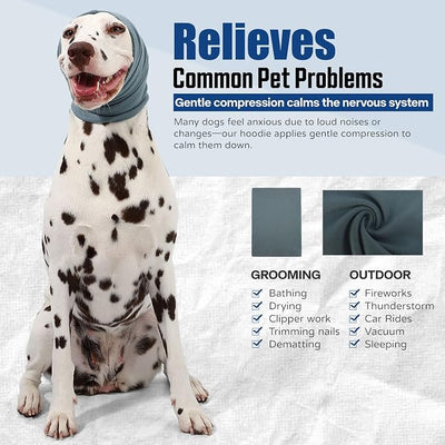 Dog Calming Hoodie Quiet Head Cover Sleeves Anxiety Relief/Noise Protection - Grooming - Thunder - Fireworks