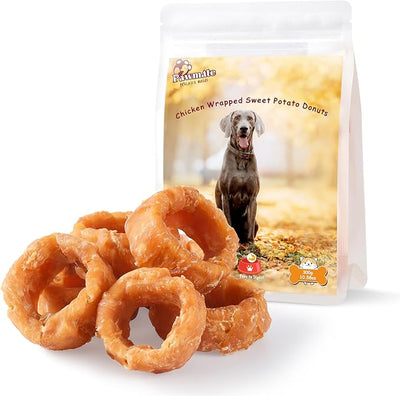 Pawmate Chicken & Sweet Potato Dog Treats, Soft Dog Treats Donut, High Protein Low Fat Natural Dog Jerky Chews for Small and Large Dogs, Puppy & Senior Dog Snacks, 10.6 oz
