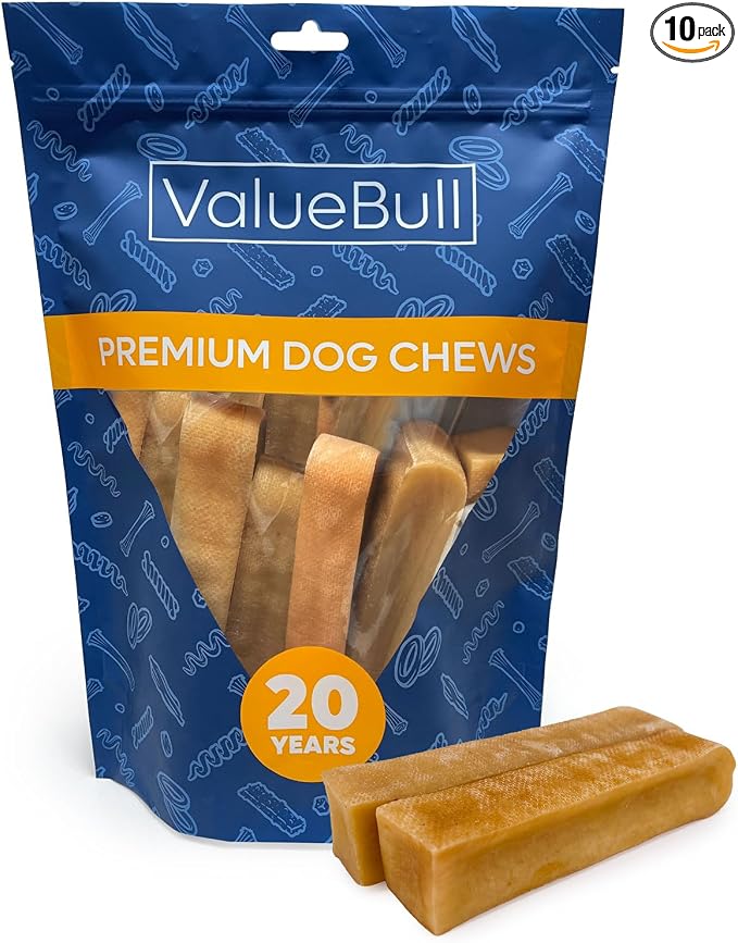 ValueBull Himalayan Yak Cheese Dog Chews, Extra Large, 10 ct - Long Lasting for Aggressive Chewers, All Natural, Healthy & Safe, Low Odor Nepal Yak Milk Chews
