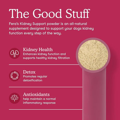Fera Pets Dog Kidney Support with Probiotics for Dogs - Powder, 60 Scoops