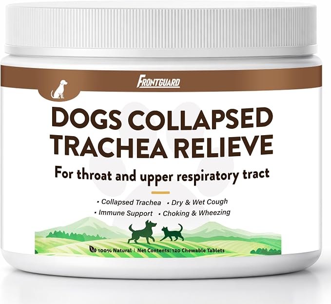 Dog Cough Relief Chews, Kennel Cough Support for Dogs, Herbal Throat & Airway Supplement for Dry & Wet Cough, Choking, Gagging, Wheezing & Respiratory Comfort, 120 Soft Chews