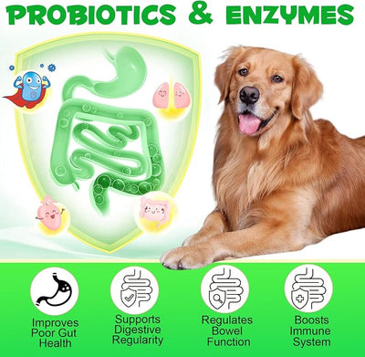 Probiotics for Dogs, 180 Chews Dog Probiotics and Digestive Enzymes, Promotes Gut Health, Dog Probiotics for Bowel Support, Immunity Health, Beige