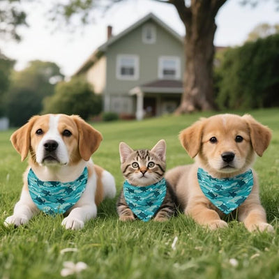 KEIAHUAN Turtle Camo Dog Bandanas Soft Fabric Kerchief Washable Triangle Scarfs Cat Bandanas Pet Dog and Cats Kerchief Bandana Decor