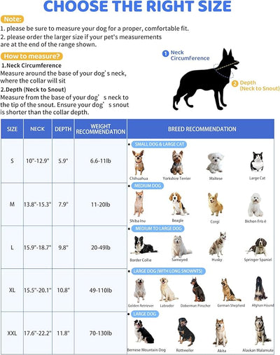 Soft Dog Cone Collar to Stop Licking After Surgery, Comfy Dog Cone Alternative for Large Medium Small Dogs/Cats, Adjustable Washable E-Collar for Spay Neuter Recovery and Neck Protection