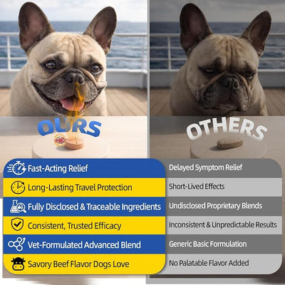 Travel Anti-Motion Car Sickness Tablets for Dogs, 10 Counts, 16mg