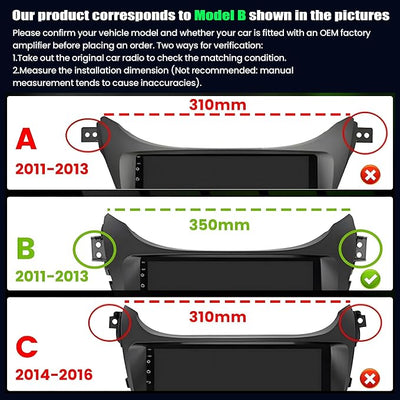 2G 64G for Hyundai Elantra 2011 2012 2013 Android Car Stereo, 9 Inch Touch Screen Car Radio with Wireless CarPlay Android Auto MirrorLink GPS WiFi FM HiFi Steering Wheel Control+AHD Backup Camera