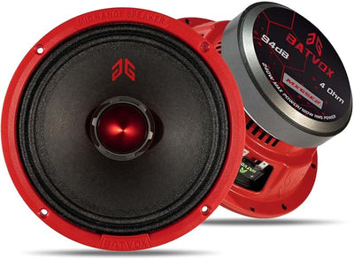 MX65E2 Loudspeaker 6.5 Inch Midrange 480 Watts 4 Ohms Red Bullet, Premium Quality Audio Door Speakers for Car or Truck Stereo Sound System, Red (2 Speakers)