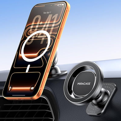 Miracase Latest Upgrade for MagSafe Car Mount [33+LBS Strong Suction & 2200gf Magnetic] Small Phone Holders for Your Car Dashboard, 360° Adjustable Car Phone Holder Mount for iPhone Garmin GPS