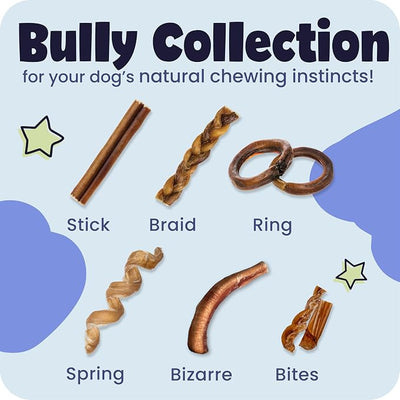 Pawstruck All-Natural 4" Bully Stick Rings for Dogs - Rawhide-Free, 100% Beef, Single Ingredient Dental Chew Bones - Fully Digestible, Low Odor - 3 Pack - Packaging May Vary