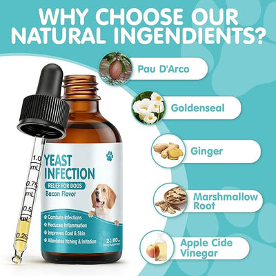 Natural Yeast Infection Treatment for Dogs Relief Itchy Skin & Ear Treatment - Reduces Irritation & Relieves Itching and Allergy for Puppies & Adult Dogs
