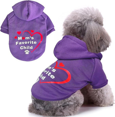 Jecikelon Print Dog Hoodies for Small Dogs, Soft Fleece Puppy Clothes for Pet Cat, Warm Winter Outfits Cold Weather Coats, Cute Sweatshirt Puppies Costume (Purple, Small)