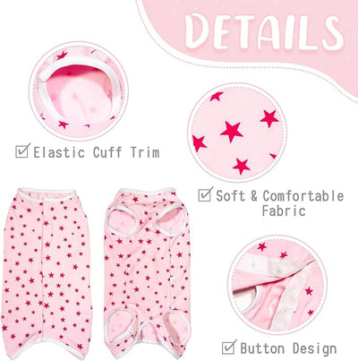 Dog's Recovery Suit Post Surgery Shirt for Puppy, Small Dog Surgical Recovery Suit for Female Male Dogs, Dog Onesie Protect Surgical Wound(Pink Stars-l)