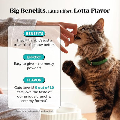 Cat Calming Treats for Anxiety Relief - Dual Texture Crunchy Creamy Calming Chews for Cats - Feline Stress Relief Behavior Support for Travel, Vet Visits, Grooming, Separation Anxiety (30-Day Supply)