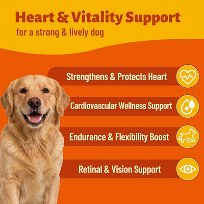 20% Taurine for Dogs with CoQ10, Vitamins & L-Carnitine - Vet-Formulated Taurine Supplement for Dogs for Heart Health & Vitality, Fish Oil Added for Skin & Coat, 7.76oz