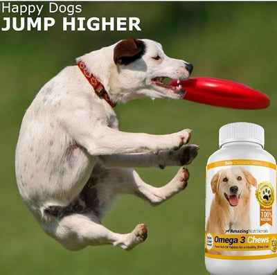 Amazing Omega 3 for Dogs - Fish Oil for Dogs Supplement 120 Salmon Chews - Itchy Skin, Dry Skin, Shedding & Coat Support - Omega Fatty Acids EPA DHA - Made in USA