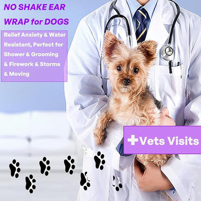Dog Calming Hoodie Anxiety Relieve, Dog Ear Muffs Noise Cancelling, Firework, Bathing, Ear Wrap, Quiet Head Cover Sleeves Ear Covers for Bath, Thunderstorms, Grey, Large