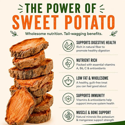 Gaines Family Farmstead Sweet Potato Dog Treats, 14oz Bag - Single Ingredient Sweet Potato Chews for Dogs, Grain Free Rawhide Alternative, High Fiber Healthy Dog Chews, Made in USA