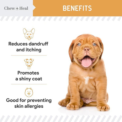 Omega 3 Fish Oil for Dogs -360 Soft Chew Omega Treats for Skin and Coat -Salmon Oil Blend of Essential Fatty Acids, Vitamins, Antioxidants, Minerals -Made in USA (2 Packs of 180, Chicken Flavor)