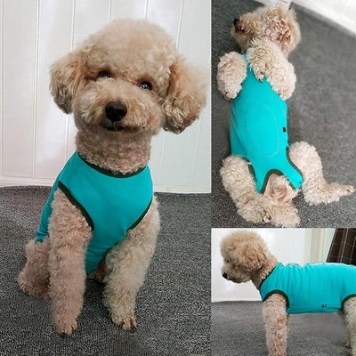 Dog’s Recovery Suit Post Surgery Shirt for Puppy, Wound Protective Clothes for Little Animals(Blue-l)