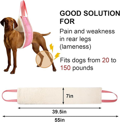 20-150lb Dog Sling for Large Dogs Hind Leg Support, Hevy Duty Portable Dog Lift Harness for Back Legs, Dog Hip Harness Large Breed, Pink, Large