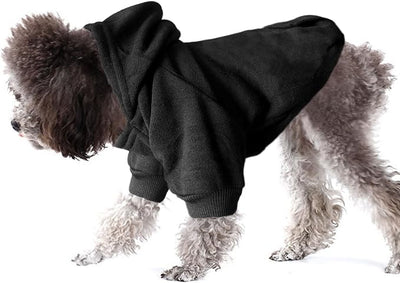 Jecikelon Soft Dog Hoodies for Small Dogs, Fleece Puppy Sweatshirt with Pockets, Warm Winter Cold Weather Coats for Pet Cat, Cute Clothes Puppy Costume (Black, X-Large)