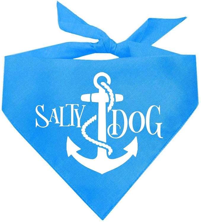 Salty Dog Dog Bandana 100% Cotton Adjustable Triangle Summer Vacation Beach Pool | Turquoise, One Size (100)