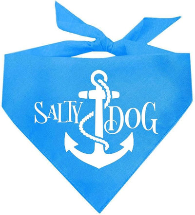 Salty Dog Dog Bandana 100% Cotton Adjustable Triangle Summer Vacation Beach Pool | Turquoise, One Size (100)
