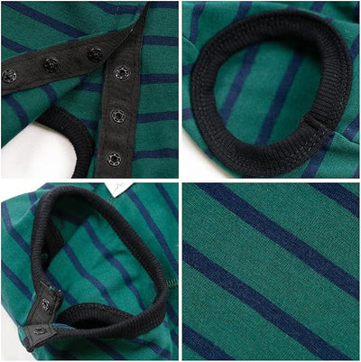 Dog’s Recovery Suit Post Surgery Shirt for Puppy, Wound Protective Clothes for Little Animals(Green Black Stripe-xs)