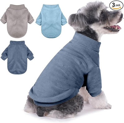 GYALAPERI Dog Sweater, 3 Pack Dog Sweaters for Small Dogs Girl Boy, Ultra Soft Warm Puppy Clothes Dog Coat for Winter (Gray+Azure+Navy, XX-Small)