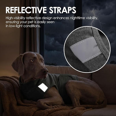 AOFITEE Dog Thunder Shirt for Dogs Anxiety, Reflective Dog Calming Vest with Hook & Loop Closure for Thunderstorms, Fireworks, Separation, Dogs Anxiety Vest Thunder Jacket, Grey, M