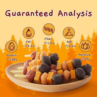 Jungle Calling Dog Treats,Dogs Kabob with Cod Stick, Rawhide-Free Chews, Made with Chicken, Duck, Beef, Sweet Potato and Pumpkin