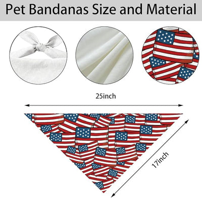 American Flag Dog Bandana, Patriotic Pet Triangle Scarf for 4th of July Independence Day Party Outfit, Stars and Stripes Neckerchief for Small Medium Dogs, Puppy Gift