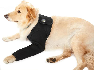 Coodeo Dog Recovery Suit, Cone Collar Alternative, Abrasion Resistant Dog Recovery Sleeve, Washable 2.5mm Thick and Waterproof, Pet Wounds Prevent Licking, Bite, Keep Dry (Black, 2XL)