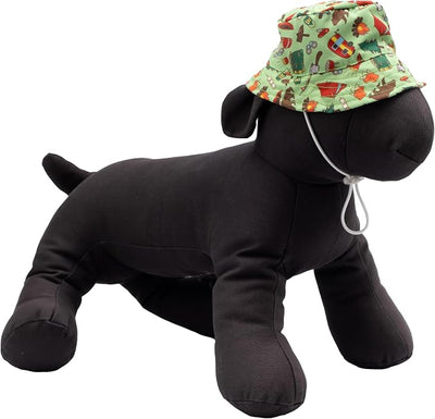 THE WORTHY DOG Happy Camper Hat for Dogs – Lightweight Pet Sun Hat with Adjustable Chin Strap, Soft Brim & Bright Colors - Green, Medium