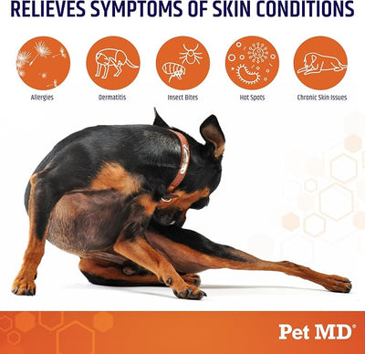 Pet MD Hydrocortisone Spray for Dogs & Cats - Itchy Skin Relief from Hot Spots, Bites, Scrapes, Irritated Skin, & Dermatitis - 4 oz Anti Itch Spray with Pramoxine