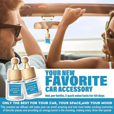 HoogaLife Car Air Freshener Hanging 2 Pack - Hotel Collection Diffuser Oil Inspired by Cabane & Rltz. CarIton Hotel - NO.1012 Fragrance Oil, Car Fresheners for Women Made in USA (081)