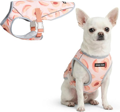 Spark Paws Dog Cooling Vest - SPF 50 UV Sun Protection - Summer Heat Relief Gear for Dogs, Lightweight, Evaporative Cooling - Dog Anxiety Relief Vest During Hot Days - Peaches - Size S