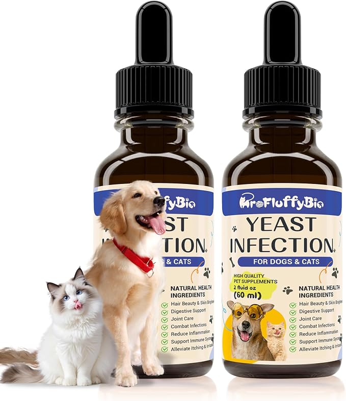 Natural Dog Yeast Infection Treatment - Itchy Skin & Ear Relief, Reduces Inflammation & Irritation, Soothes Allergy Symptoms - Herbal Supplement Drops for Dogs' Healthy Itch Relief (2 Oz) - 2Pack