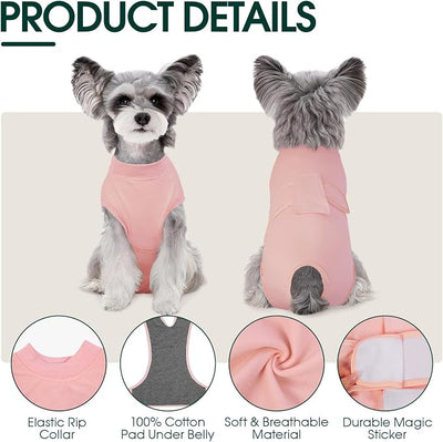 Kuoser Dog Surgery Suit Female Spay, Dog Recovery Suit Male Neuter, Pet Clothes Onesie for Surgery Anti Licking Abdominal Wounds Puppy Surgical Recovery Bodysuit Shirt, Substitute E-Collar & Cone