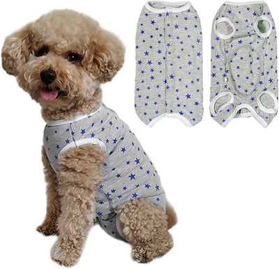 Dog's Recovery Suit Post Surgery Shirt for Puppy, Small Dog Surgical Recovery Suit for Female Male Dogs, Dog Onesie Protect Surgical Wound(Grey Stars-l)
