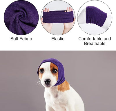 Quiet Ears for Dogs, Rbenxia 1 Piece Dog Ear Cover Hoodies Dog Ear Muffs Headband Noise Ear Protection Warm Winter Ear Scarf (Purple, Medium)