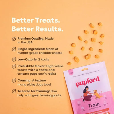 Pupford Training Treats for Dogs & Puppies, 400+ Single Ingredient Bites (Cheddar, 5 oz)