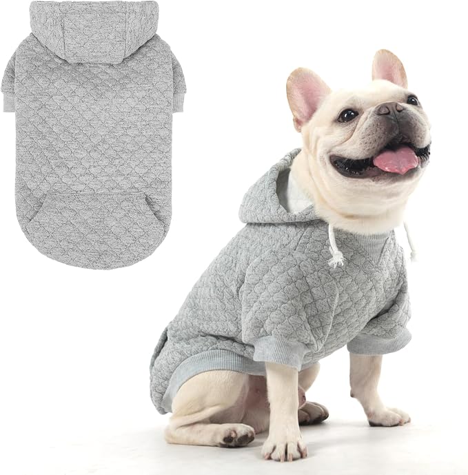 KOOLTAIL Dog Hoodie for Small Medium Large Dogs, Ultra-Warm & Soft Winter Fall Fleece Dog Hooded Sweatshirt Clothes Sweater, Lightweight Pullover Coat for Boy Girl Bulldog Pitbull Puppy Cats,Gray S
