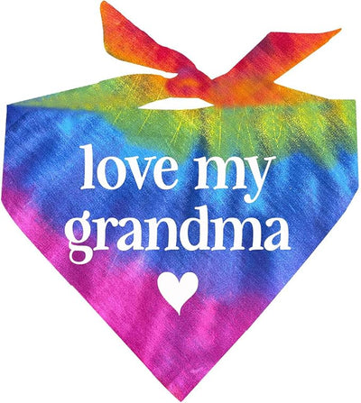 Love My Grandma Mother's Day, Valentine's Day Dog Bandana (Sunset Tie Dye, OS 399)