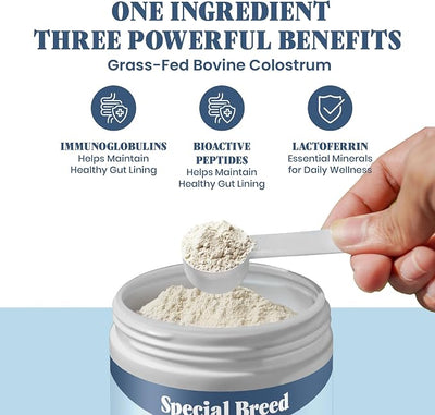 Bovine Colostrum for Dogs and Cats – Grass Fed Colostrum Powder – Immune Support, Allergy & Itch Relief – Gut Health & Seasonal Allergy Defense – 150 ct