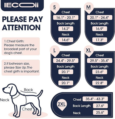 IECOii Dog Anxiety Vest, Stretch Calming Wrap for Dogs, Dark Blue, Size L | Dual-Strap Pressure System Creates a Secure Feeling That Helps Dogs Remain Calm During Fireworks, Storms without Overheating